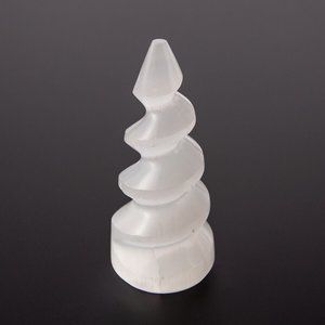 4" Selenite Spiral Tower Unicorn Horn Natural Gemstone Crystal Morocco Specimen